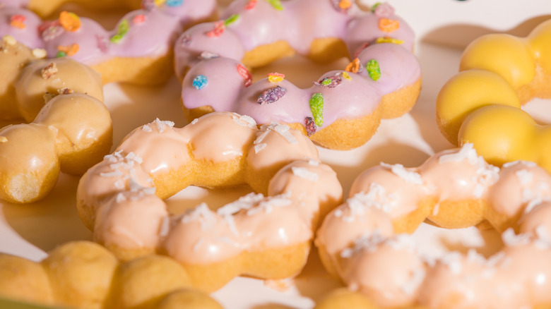 Mochi doughnuts arranged