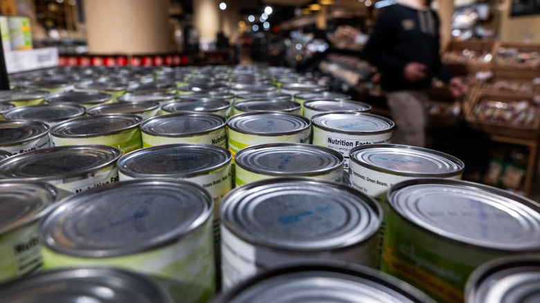 canned fruits and vegetables at the grocery store