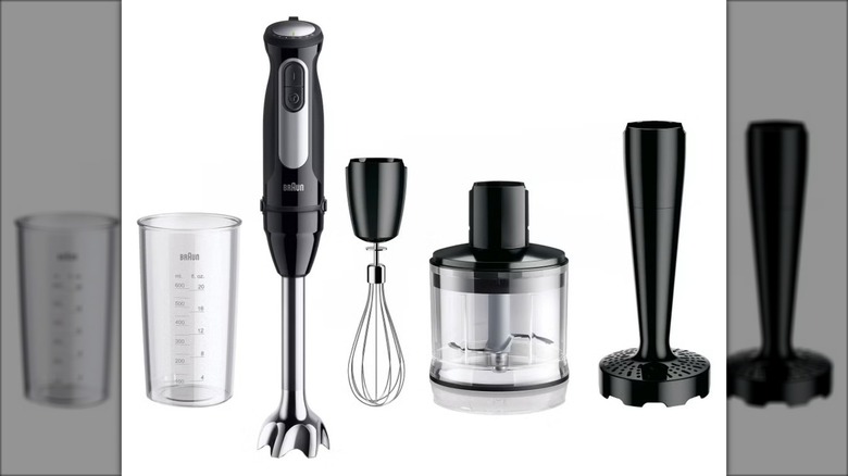Five piece immersion blender set.
