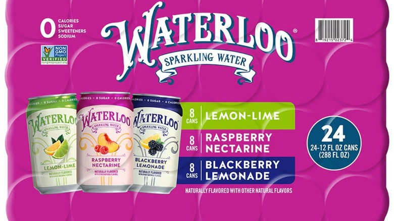 Case of sparkling water with three flavors.