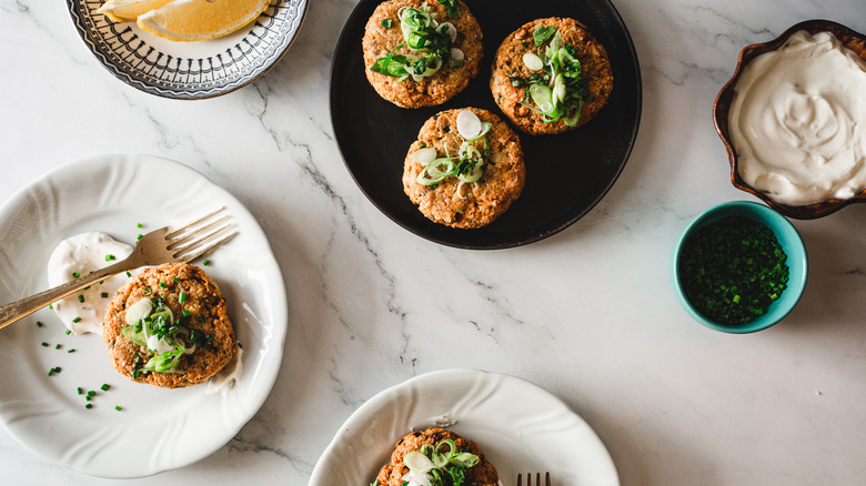 salmon cake with mayo