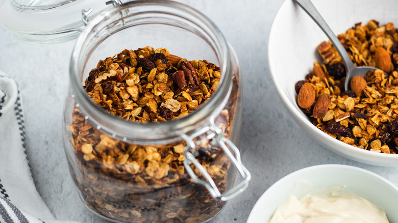 homemade granola in a jar