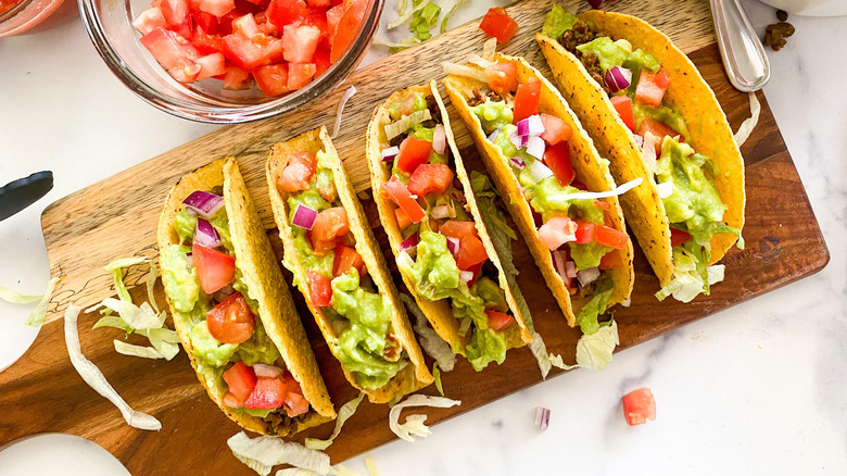 lentil tacos on cutting board 