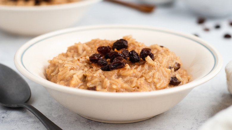 rice pudding in bowl