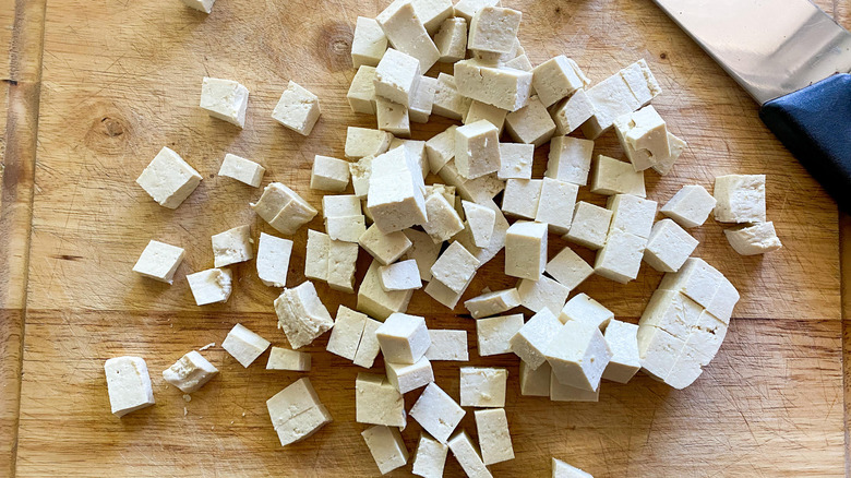 tofu on cutting board 