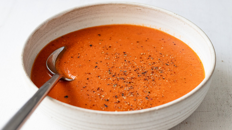 Tomato soup in a bowl