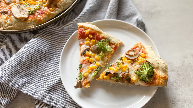 Slices of veggie pizza