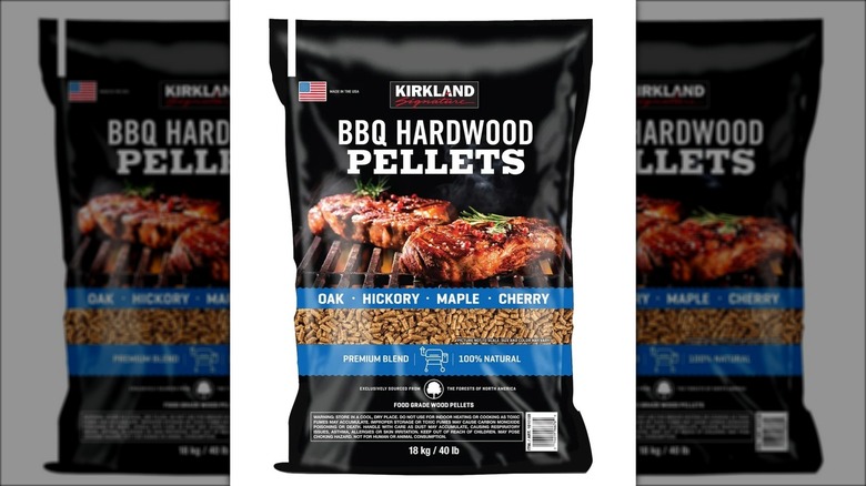 Bag of barbecue hardwood pellets for grilling.