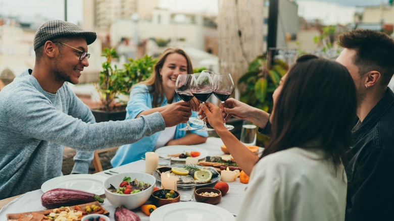 People drinking wine 