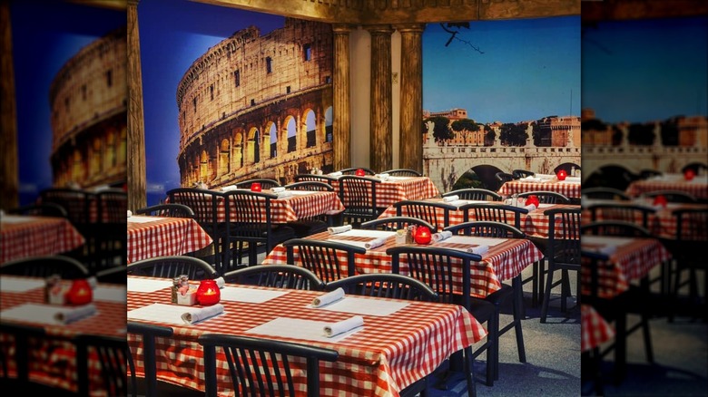 Coletta's restaurant interior with red checkered tables