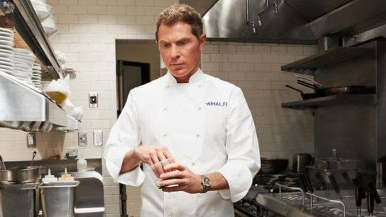 Bobby Flay cooking in the kitchen of his restaurant Amalfi