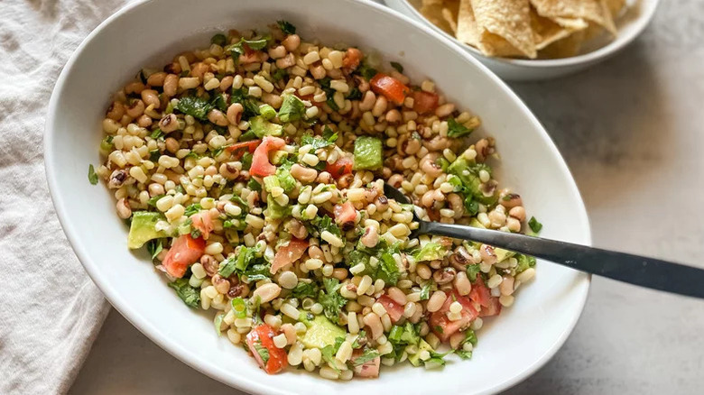 Bowl of Texas caviar with spoon