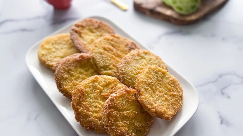 Tray of fried green tomatoes