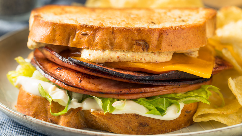Fried bologna sandwich