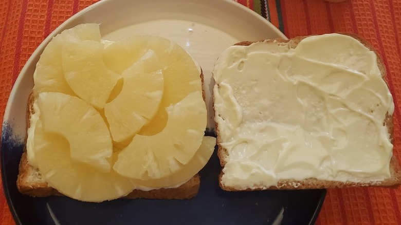 Pineapple and mayonnaise sandwich