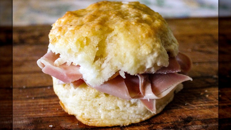 Virginia ham biscuit sandwich