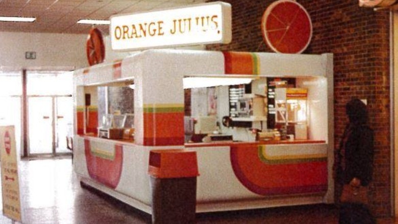Orange Julius stand in shopping mall in 1980s photo