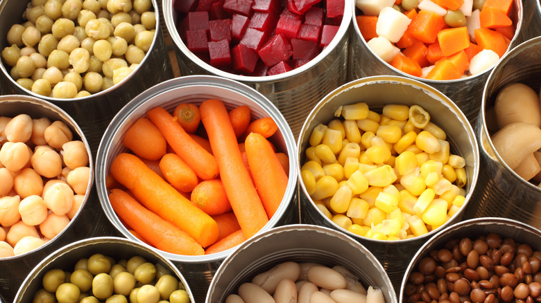 canned vegetables and beans