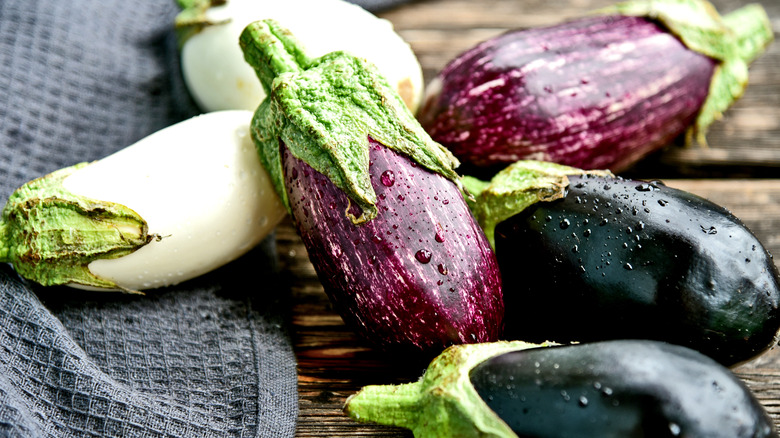 Three types of eggplants