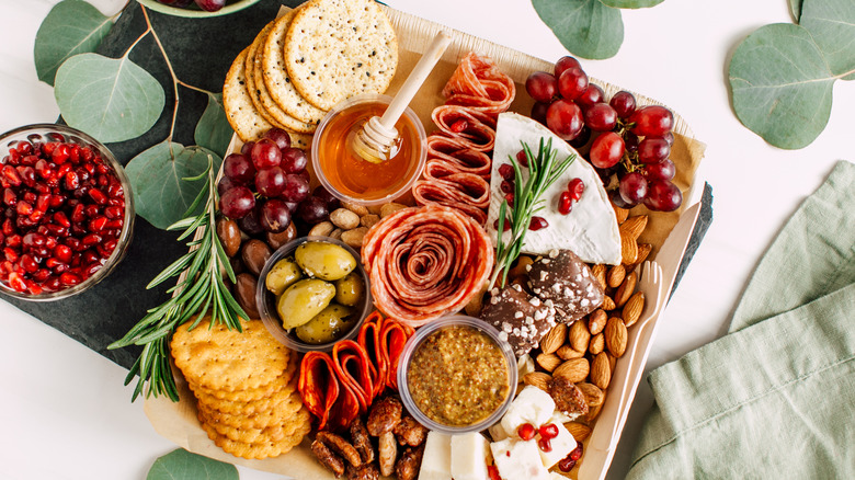 Charcuterie board on table