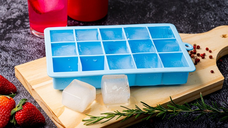 blue silicone ice cube tray