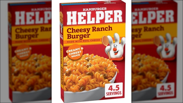Package of Hamburger Helper in cheesy ranch flavor.
