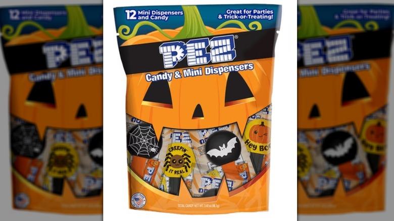 Bag with mini PEZ dispensers and candy.