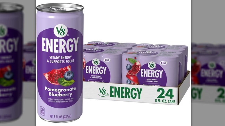 Case of 24 V8 energy drinks in pomegranate blueberry.