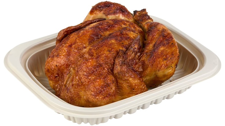 Member's Mark Seasoned Rotisserie Chicken in plastic container