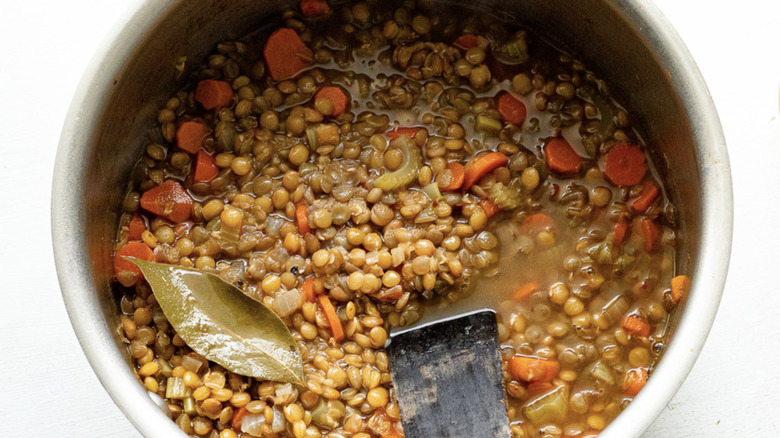 Cooked lentils with vegetables