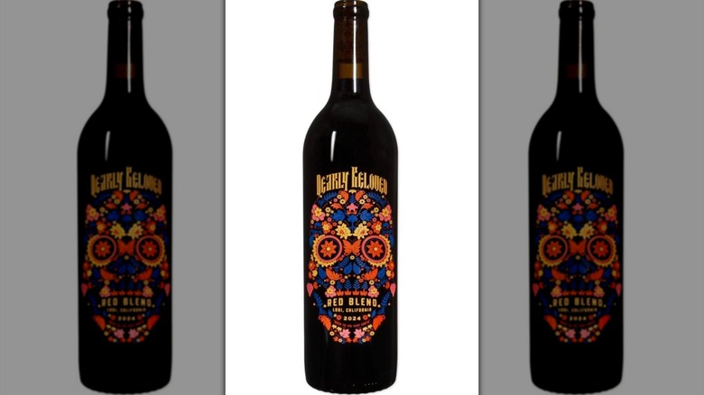 Bottle of Trader Joe's Dearly Beloved Red Wine Blend against white background.