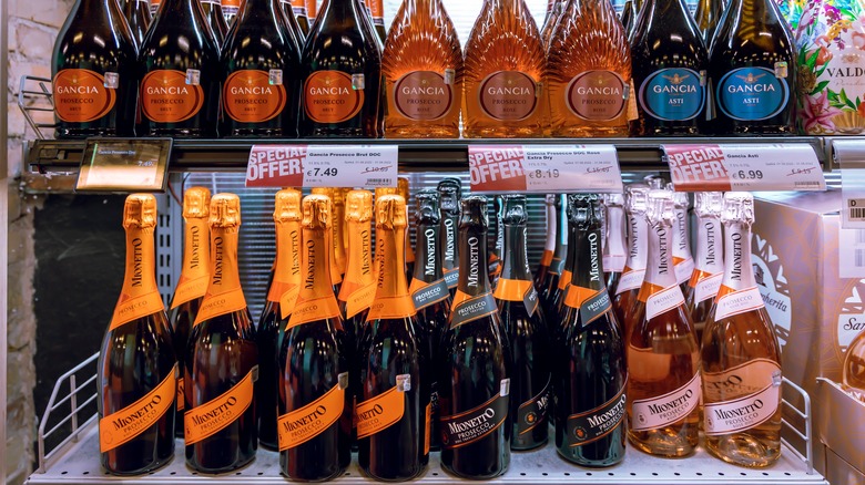 Bottles of prosecco at store