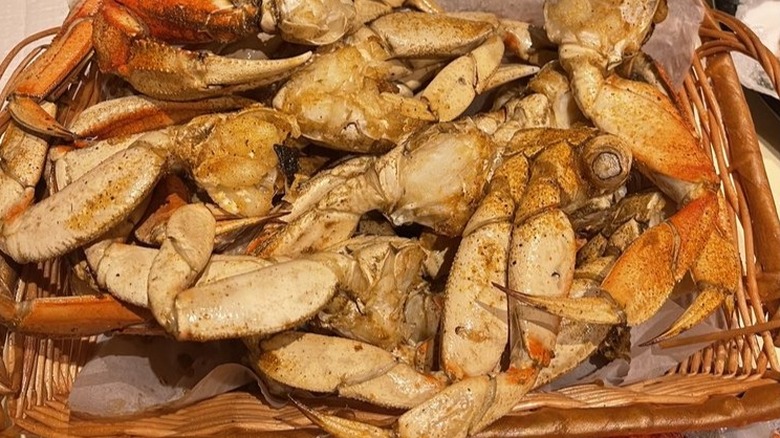 A basket of crab legs