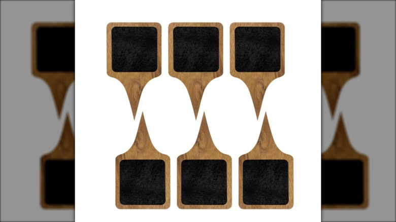 wooden cheese markers with small chalkboards