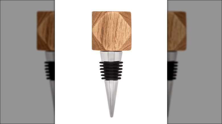 wood topped wine stopper