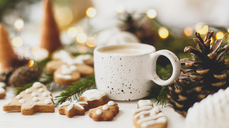 Mug of coffee and gingerbread cookies