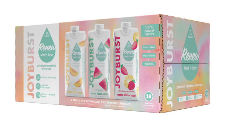 Variety pack with hyrdation beverages against white background.