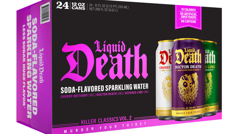 Variety pack of Liquid Death flavored sparkling water.