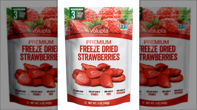 Bag of freeze-dried strawberries.