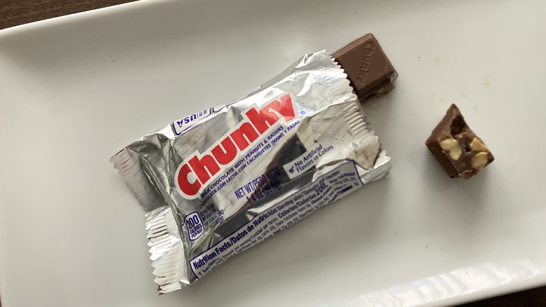 Chunky bar with fillings displayed