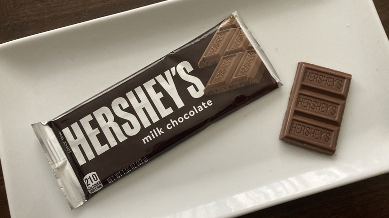 Hersheys Milk Chocolate Bar on plate