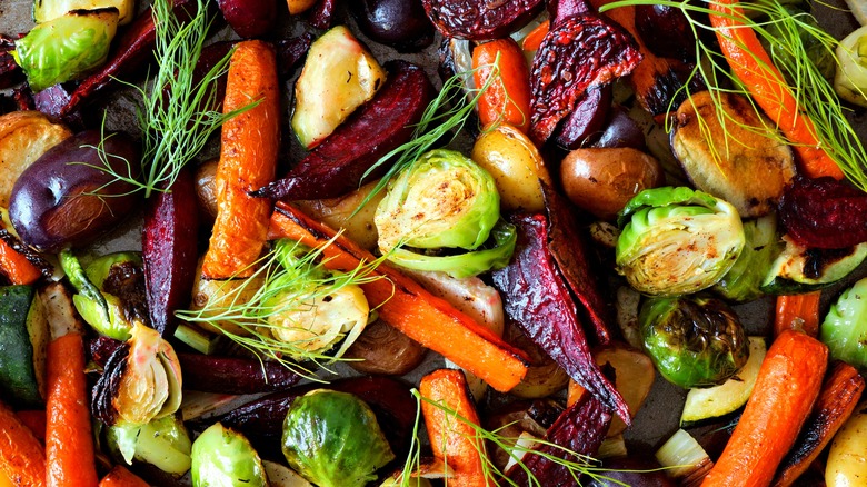 roasted veggies and herbs