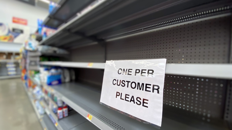 Empty grocery store shelf 