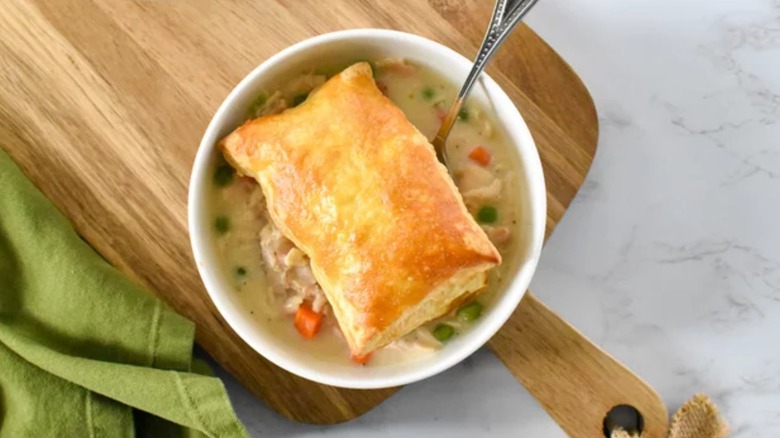 Chicken pot pie in bowl