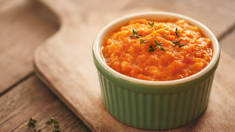 pumpkin puree in ramekin
