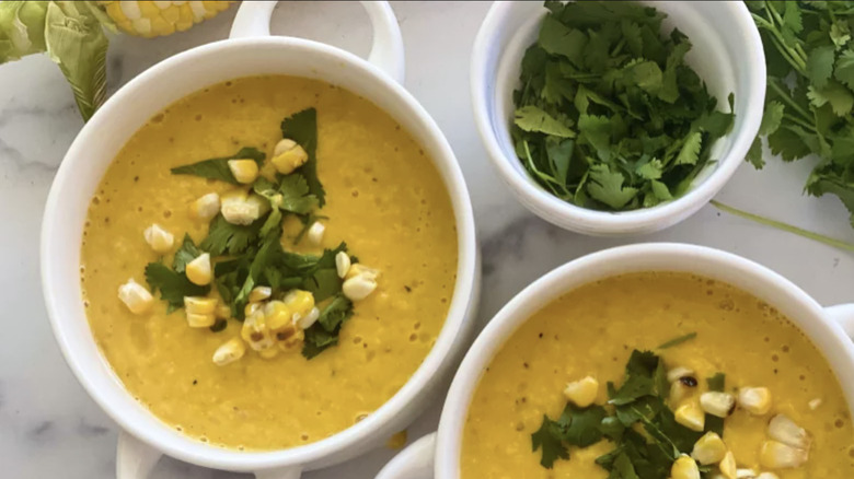 Bowls of Chilled Sweet Corn Soup