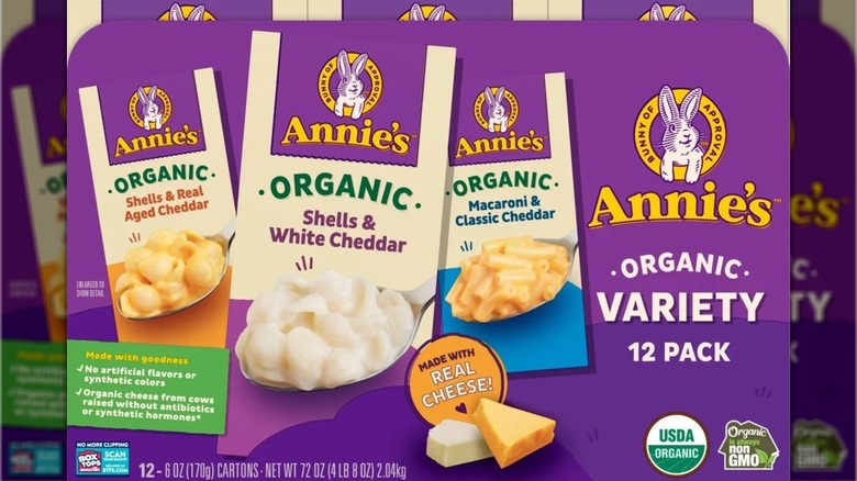 Annie's organic mac and cheese variety pack with three flavors.