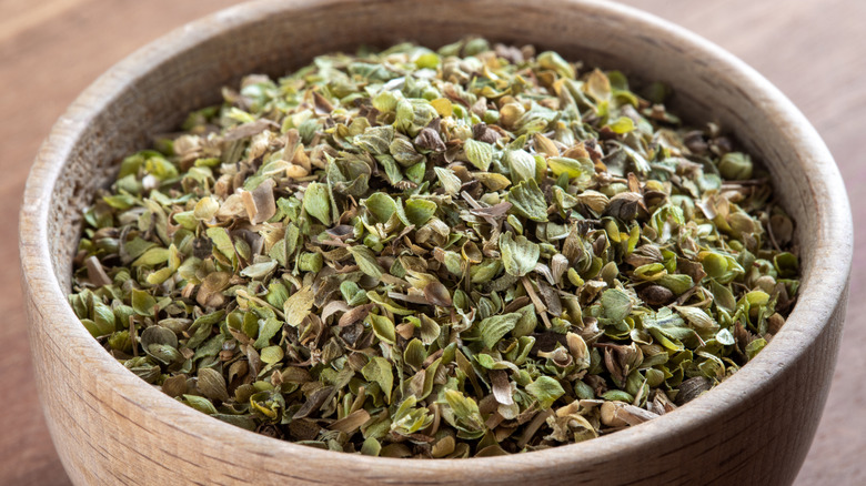 Bowl of dried thyme