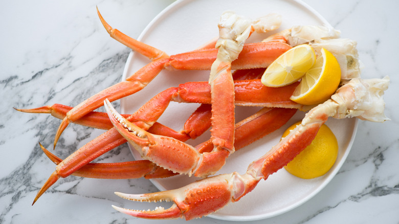 Plate with crab claws and legs