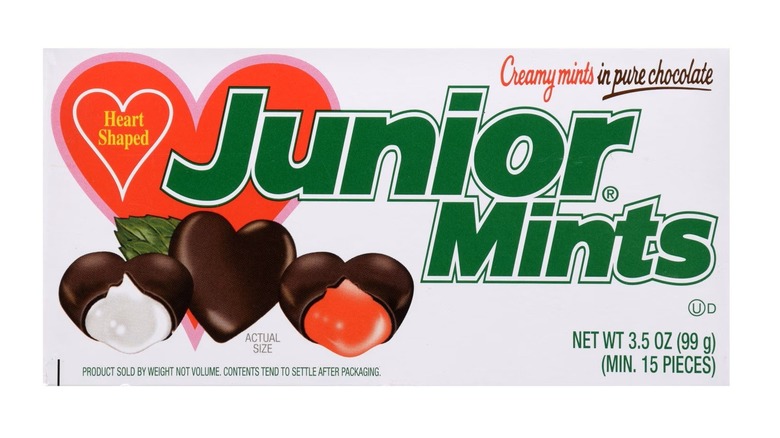 A box of Heart Shaped Junior Mints